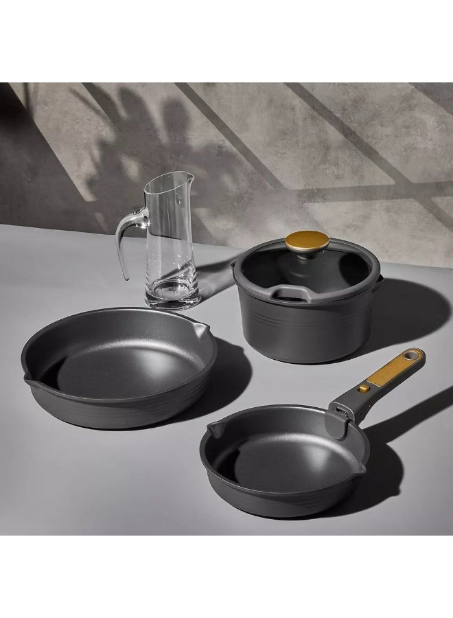 Carote 10-Piece Nonstick Cookware Set with Detachable Handle, Stackable Pots & Pans, PFOA-Free Aluminum Healthy Cooking Set with Pour Spouts, All Kitchen Stovetop Compatible, Dishwasher Safe (Black) - Image 5